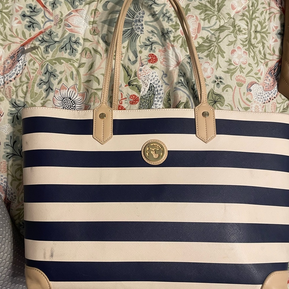 Navy and Cream Striped Spartina Tote excellent condition